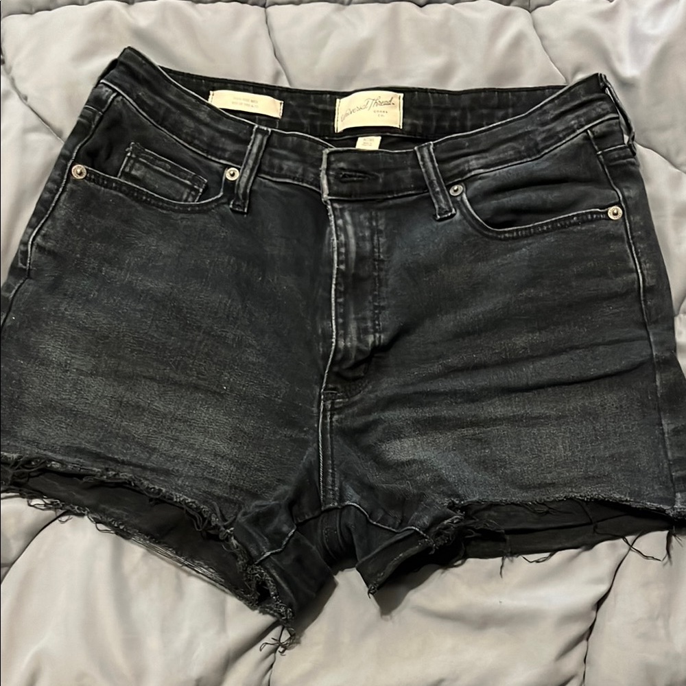 Universal Thread Black Jean Shorts with Distressed Look